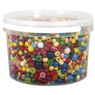 Lesene perle, različne barve, 4-16 mm o, posoda 1200 g
