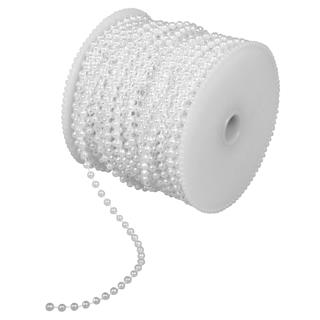 Veriga dekorativna iz perl, 3 mm o, bela, na kolutu: 1m