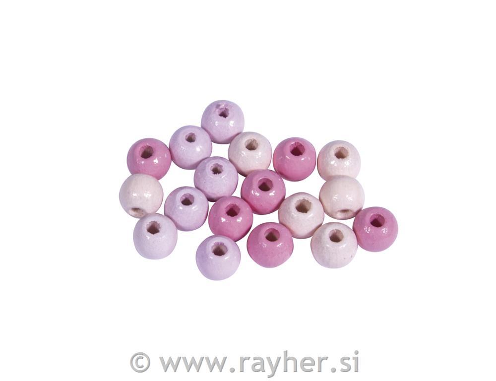 Wooden beads mix, FSC 100%, 6mm opink shadespolished, tab-bag 116pcs