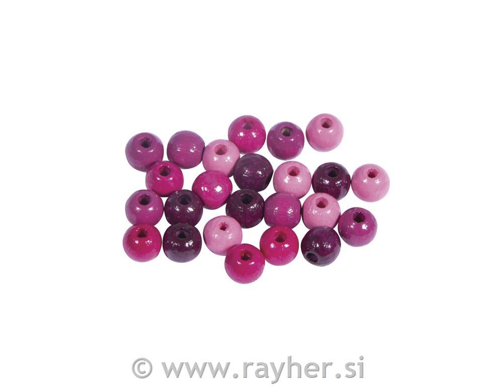 Lesene perle, FSC 100%, 6mm, jagodne, 116 kos
