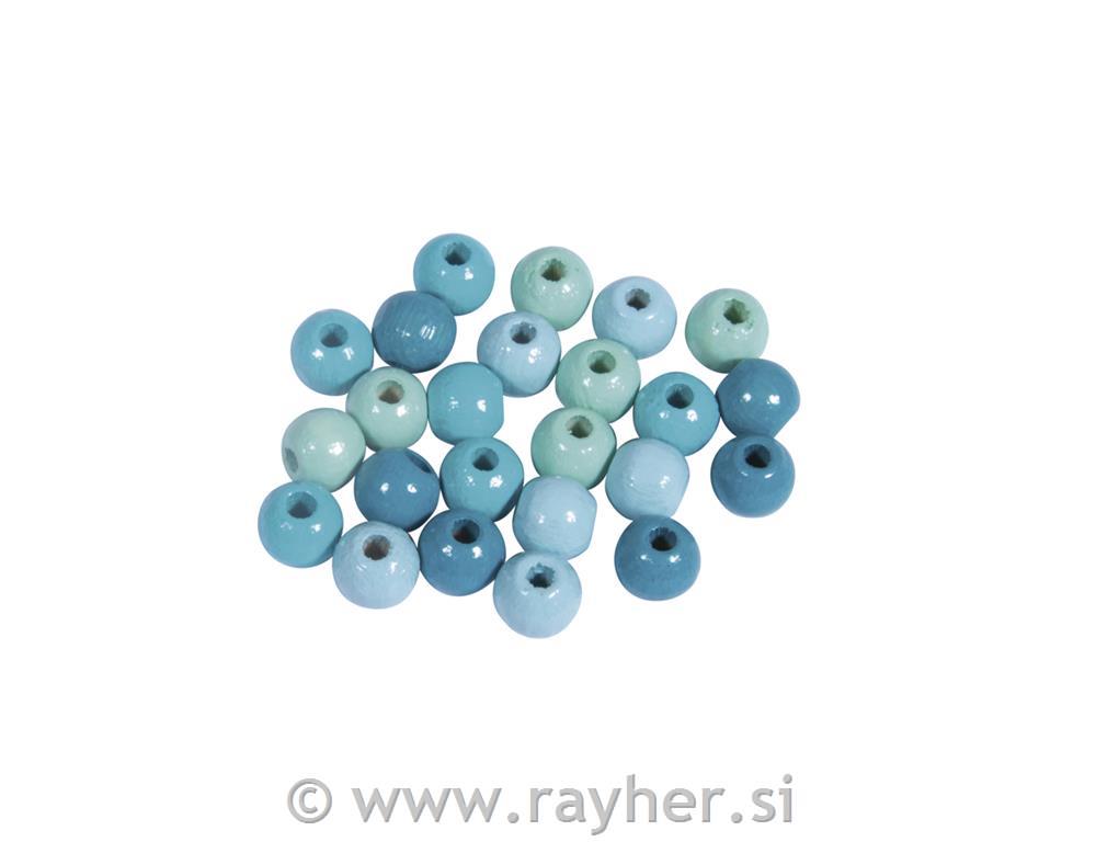 Lesene perle, FSC 100%, 6mm, turkizne, 116 kos