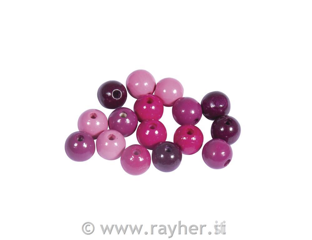 Wooden beads mix, FSC 100%, 10mm oberry shadespolished, tab-bag 52pcs