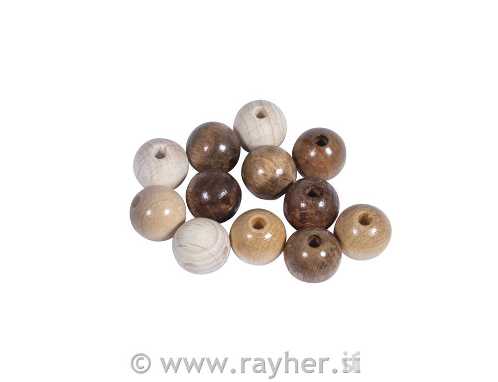 Lesene perle, FSC 100%, 12mm, naravne, 32 kos