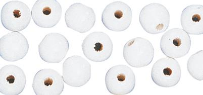 Perle lesene, pološčene, 6mm, bele, 115 kosov