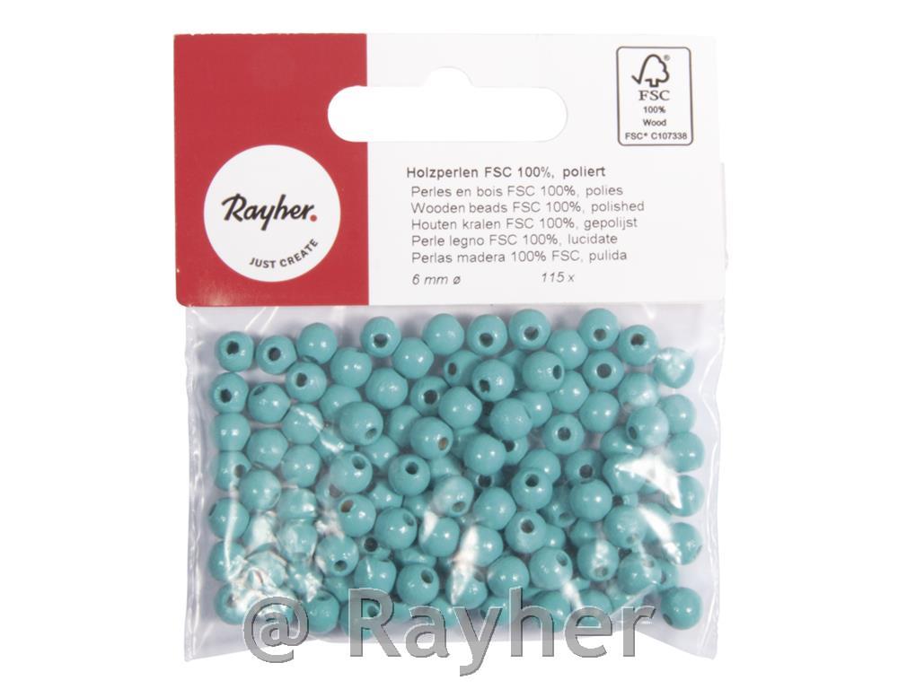 Perle lesene, pološčene, 6mm, turkizne, 115 kosov