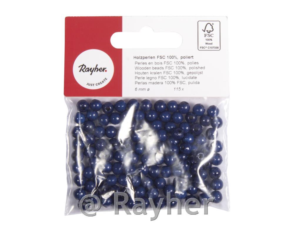 Perle lesene, pološčene, 6mm, temno modre, 115 kosov