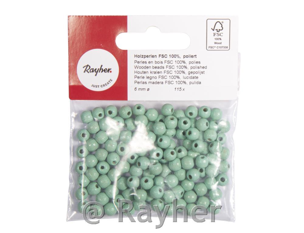 Perle lesene, pološčene, 6mm, zelene, 115 kosov