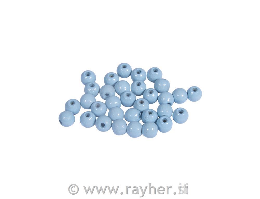 Wooden beads FSC 100%, polished, 6mm opastel bluetab-bag 115 pcs.