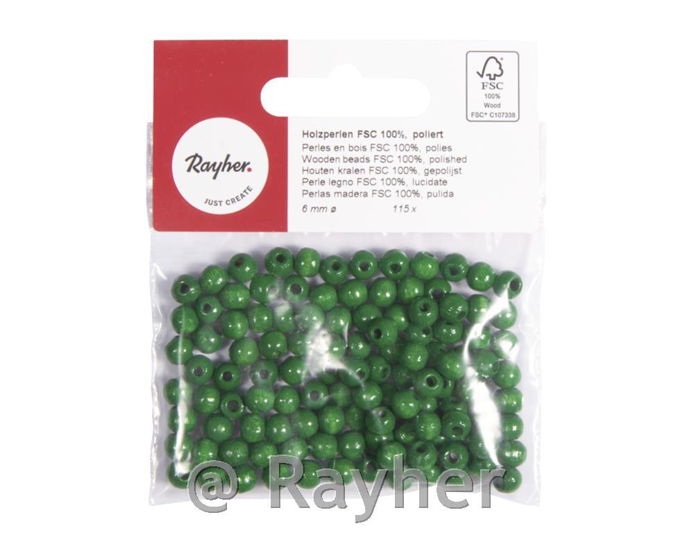 Perle lesene, pološčene, 6mm, majsko zelene, 115 kosov