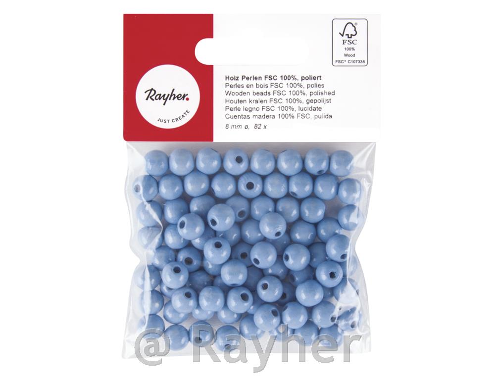 Perle lesene, pološčene, 8mm o, svetlo modre, 82 kosov