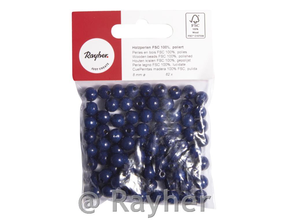 Perle lesene, pološčene, 8mm o, temno modre, 82 kosov