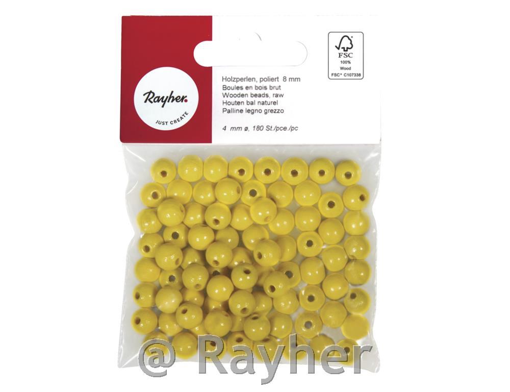 Perle lesene, pološčene, 8mm o, rumene, 82 kosov