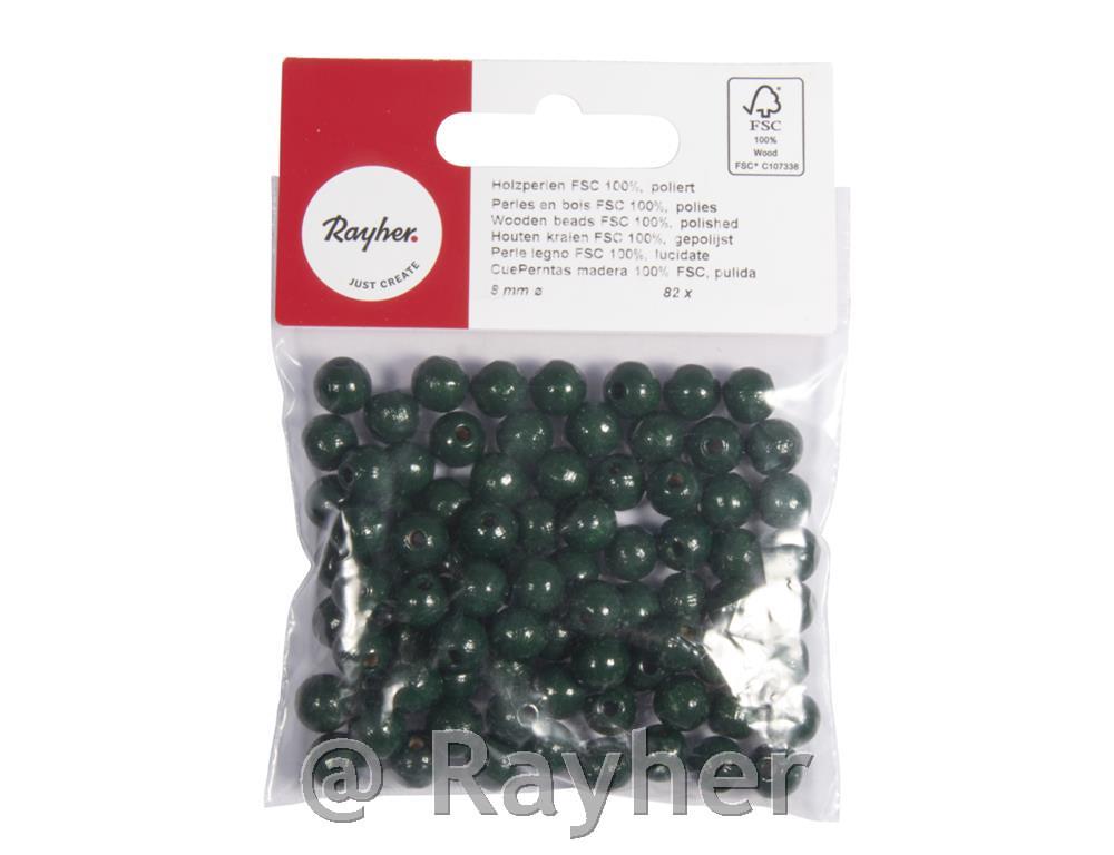 Perle lesene, pološčene, 8mm o, zelene, 82 kosov