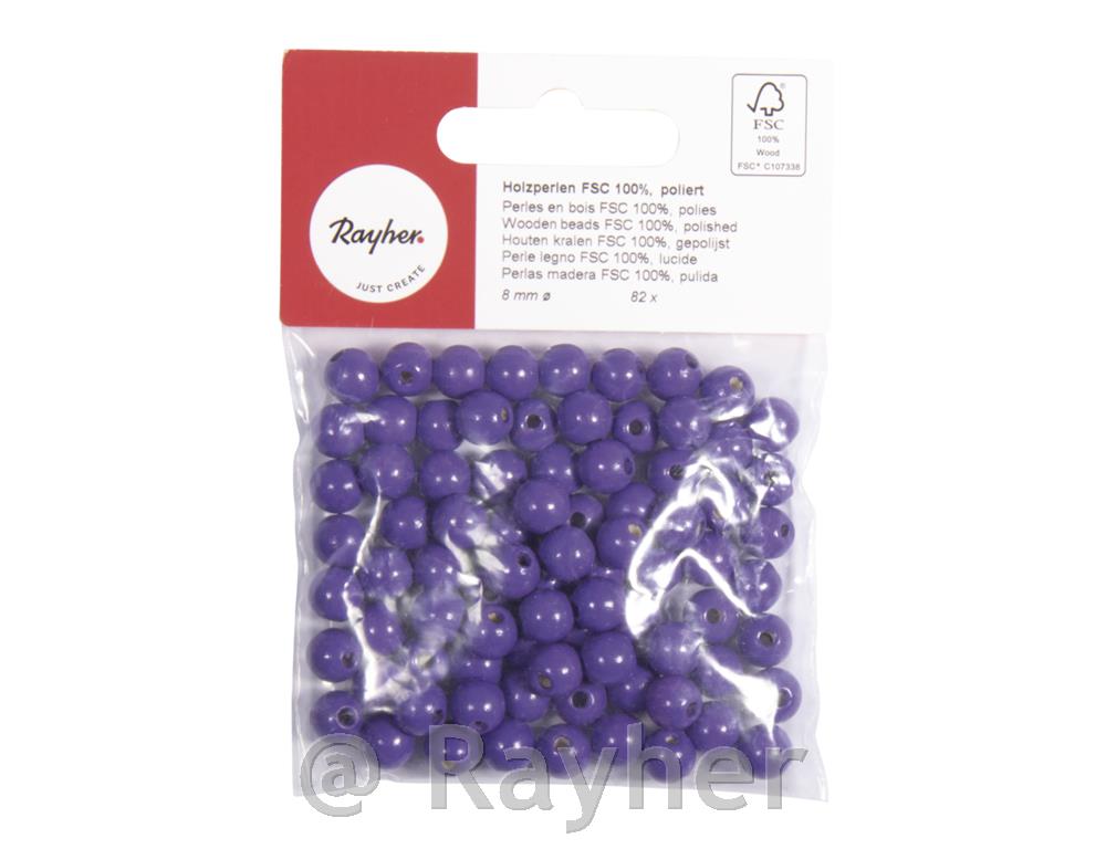 Wooden beads FSC 100%, polished, 8mm o,