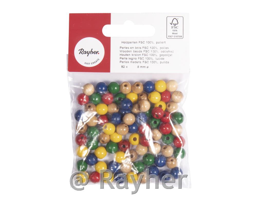 Perle lesene, pološčene, 8mm o, mešane b., 82 kosov