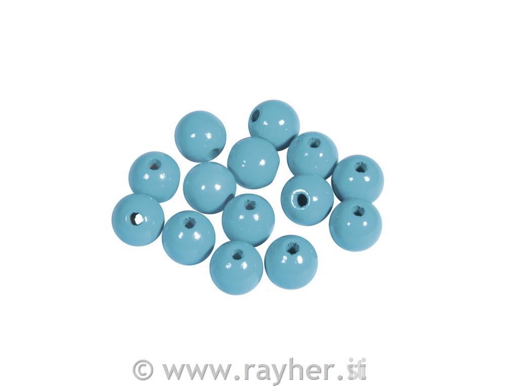 Perle lesene, pološčene, 10mm, turkizne, 52 kos
