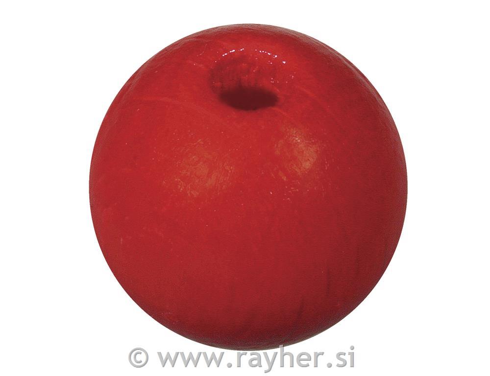 Perle lesene, pološčene, 10mm, rdeče, 52 kosov