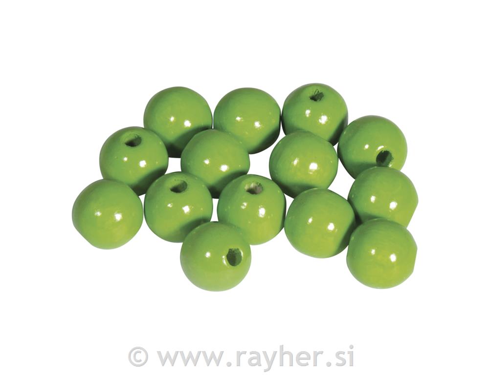 Perle lesene, pološčene, 10mm, jab.zelene, 52 kos