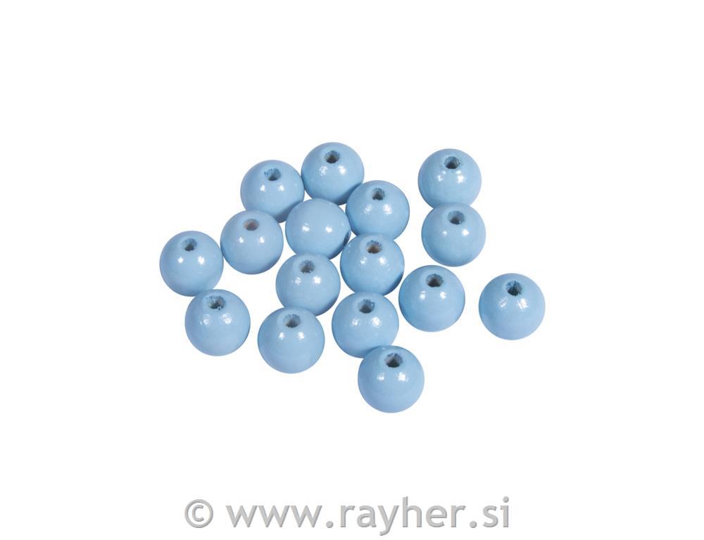 Perle lesene, pološčene, 10mm, pastel modre, 52 kos