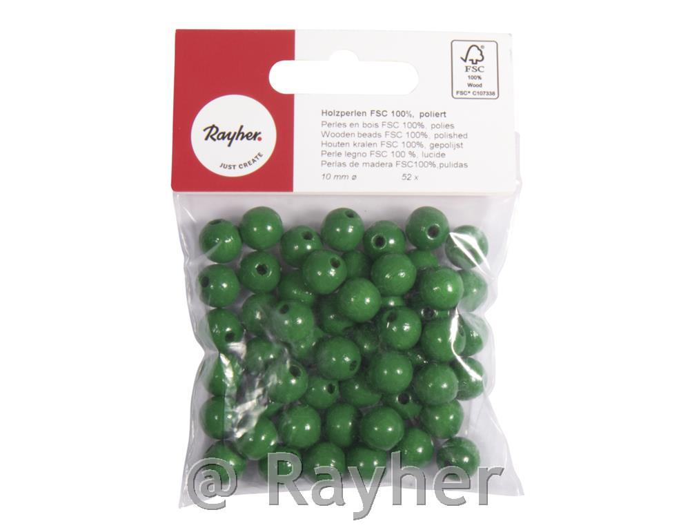 Perle lesene, pološčene, 10mm, majsko zelene, 52 kosov