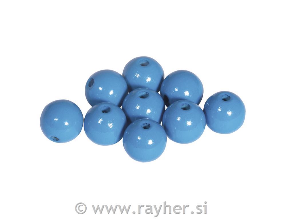 Perle lesene, pološčene, 12mm, sr.modre, 32 kos