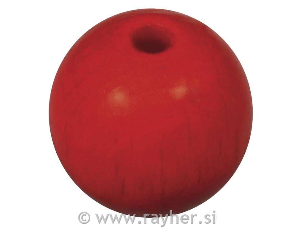 Perle lesene, pološčene, 12mm, rdeče, 32 kosov