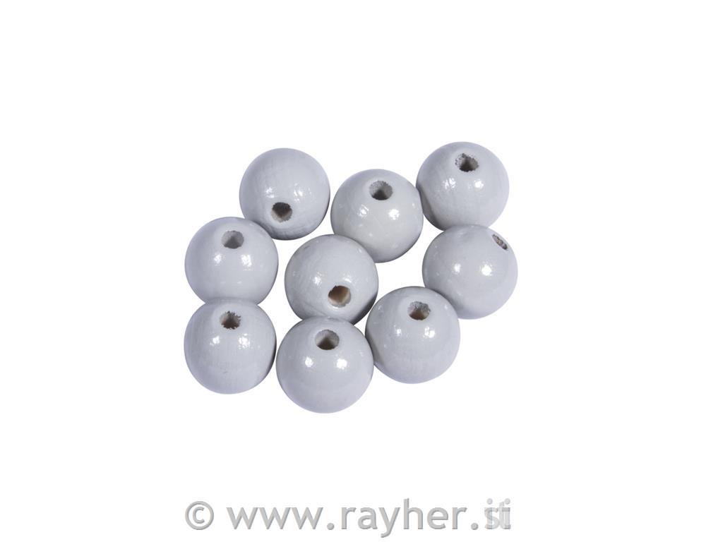 Wooden beads FSC 100%, polished, 12mm olight greytab-bag 32 pcs