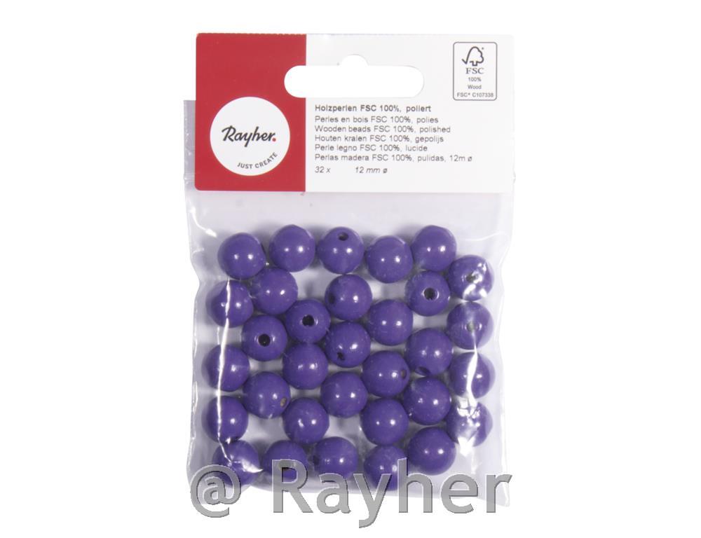 Perle lesene, pološčene, 12mm, sv. vijolične, 32 kosov