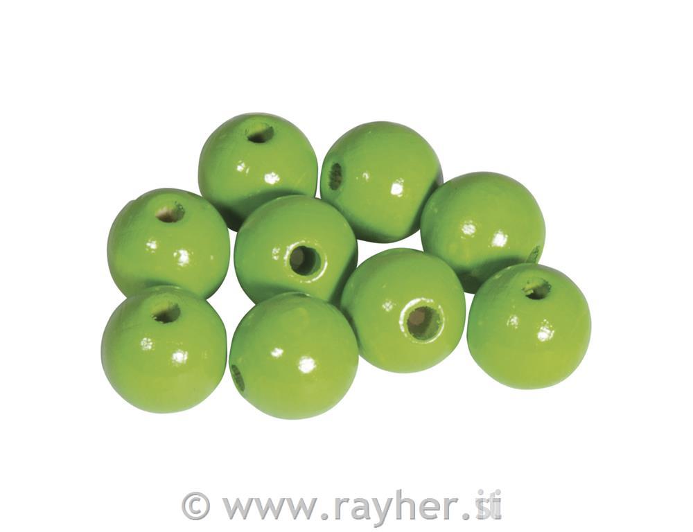 Perle lesene, pološčene, 12mm, jab.zelene, 32 kos