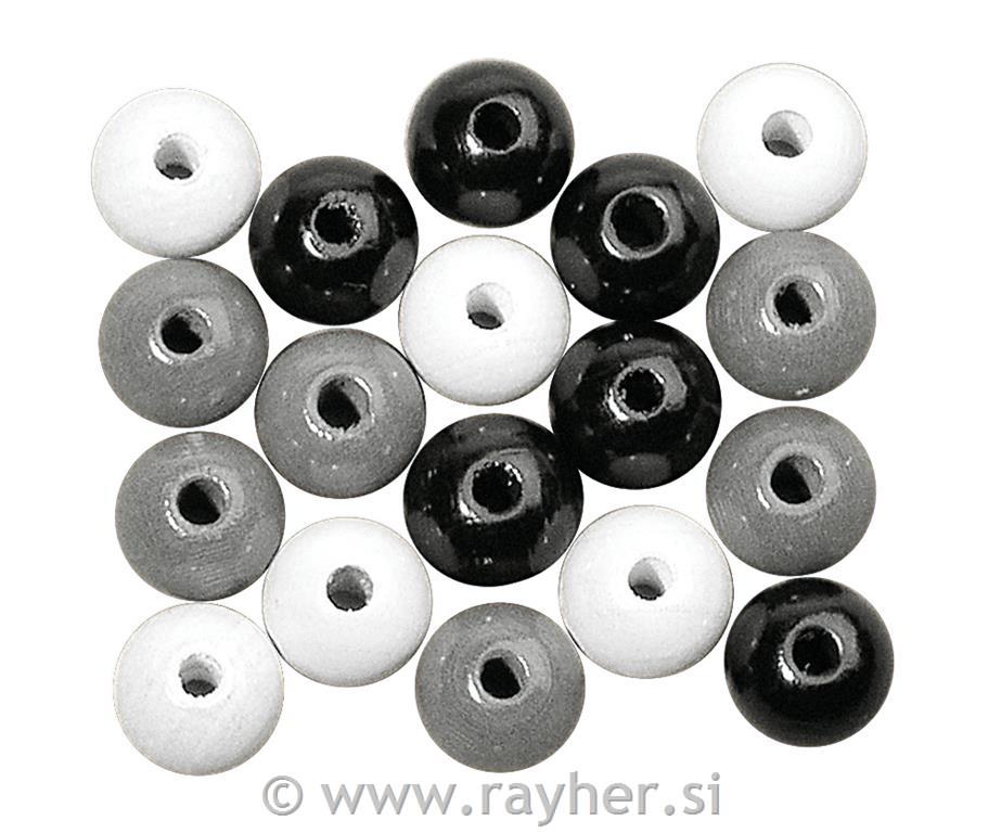 Wooden beads mix FSC 100%, 6mm o, black/
