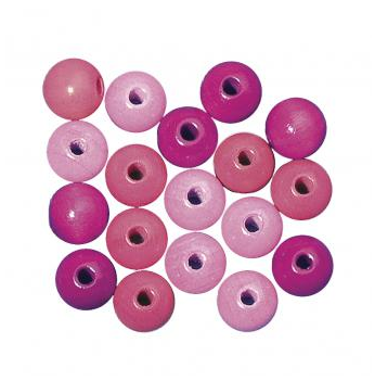 Wooden beads mix FSC 100%, 8mm o, pink t