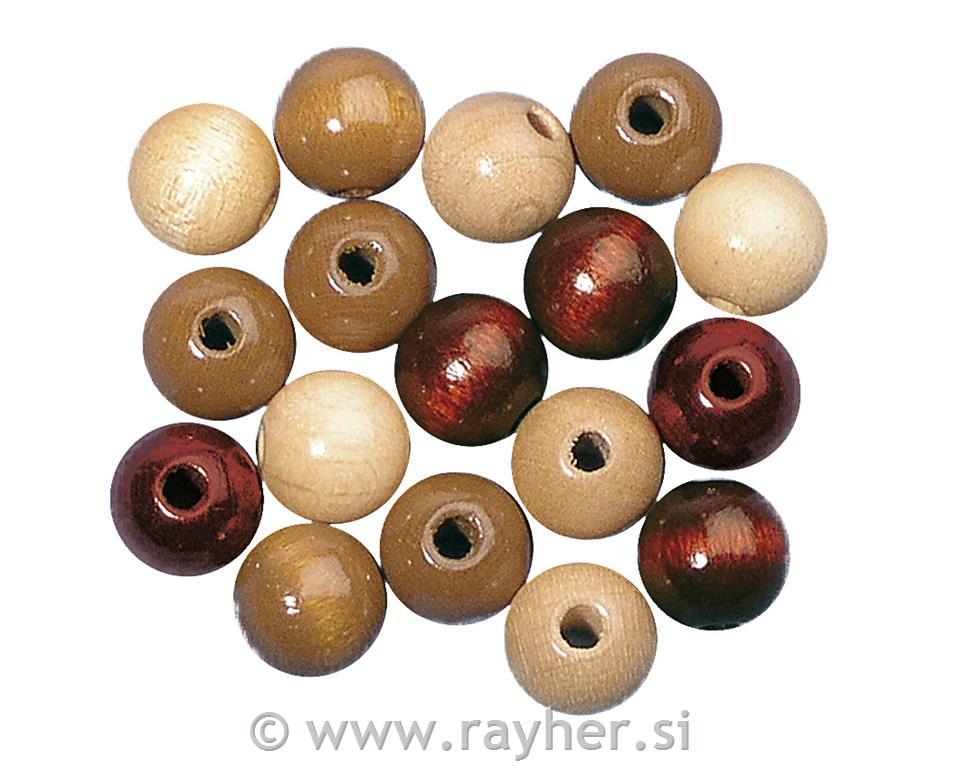 Wooden beads mix FSC 100%, 6mm o, brown