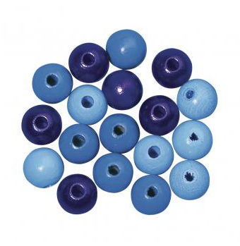 Wooden beads mix FSC 100%, 8mm o, blue t