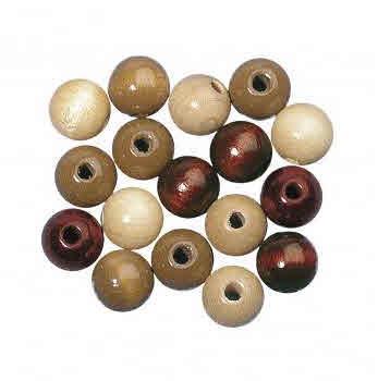 Wooden beads mix FSC 100%, 10mm o, brown