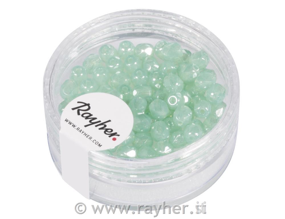 Glass crystal bead, 4mm o, mint green opaque, box 100pcs