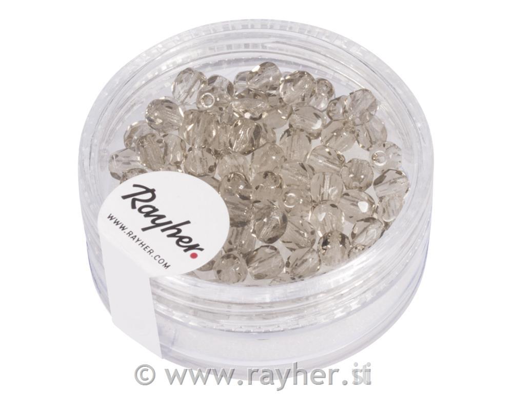 Perle steklene brušene, 4mm, rjaveopak, 100 kos