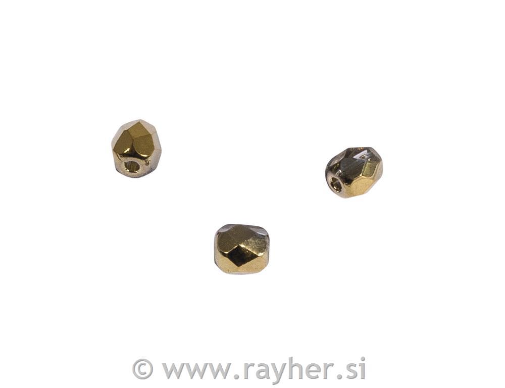 Glass crystal bead, 4mm o, gold semi-opaque, box 100pcs