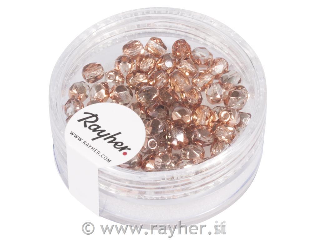 Perle steklene brušene, 4mm, bakrene opak, 100 kos