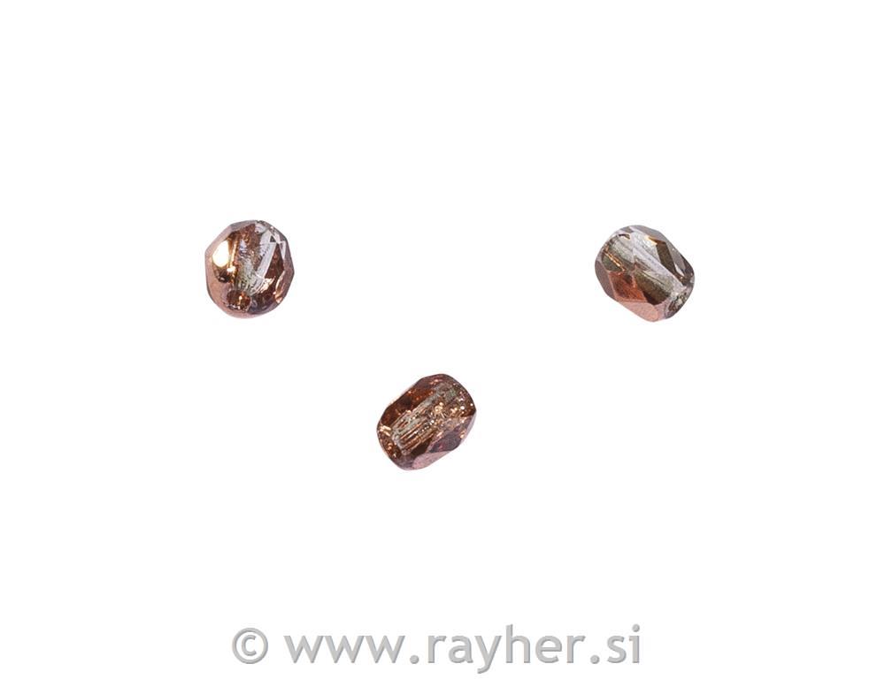 Perle steklene brušene, 4mm, bakrene opak, 100 kos