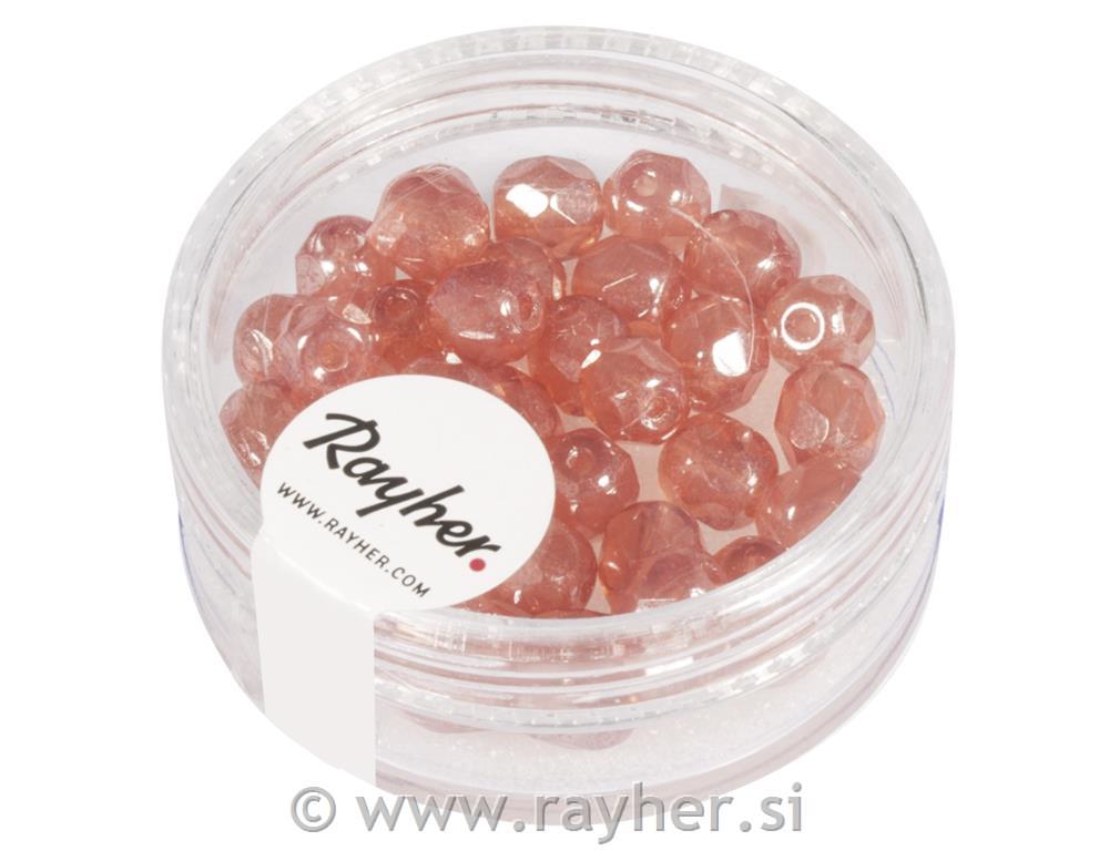 Polished glass beads, 6 mm o,, pink opaque, box 50 pcs.