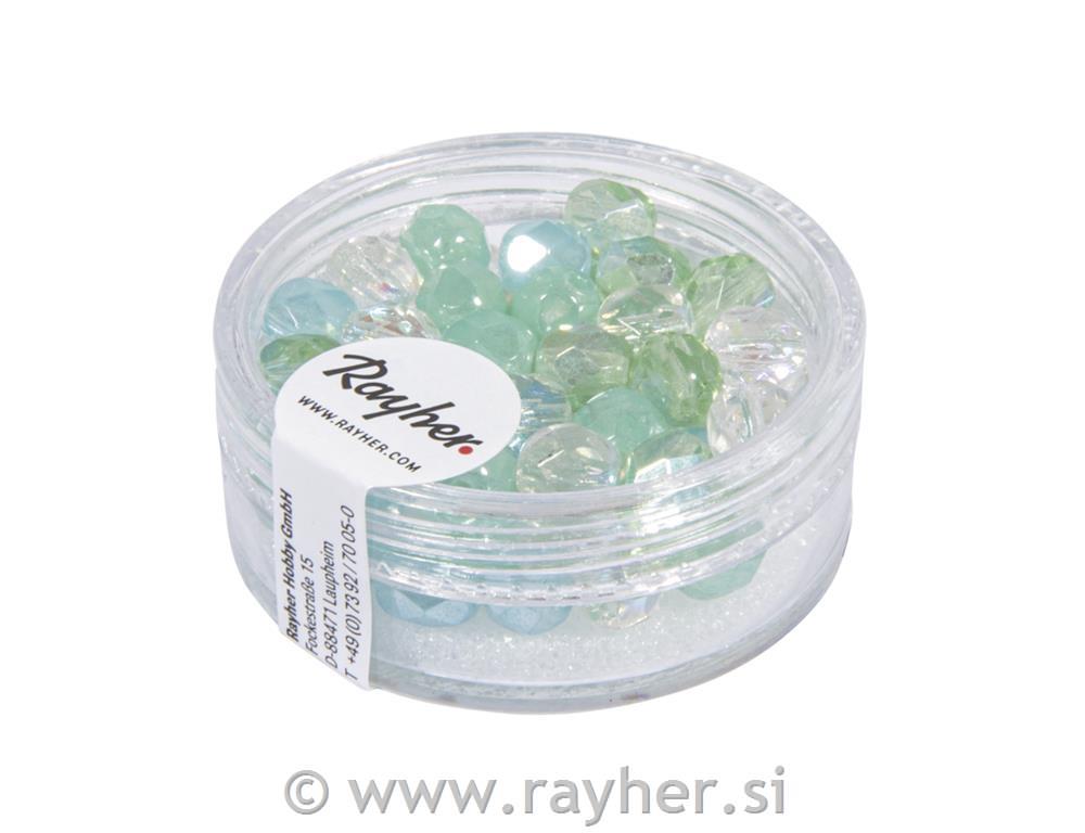 Steklene perle, brušene, 6mm, sea aqua, 50 kosov