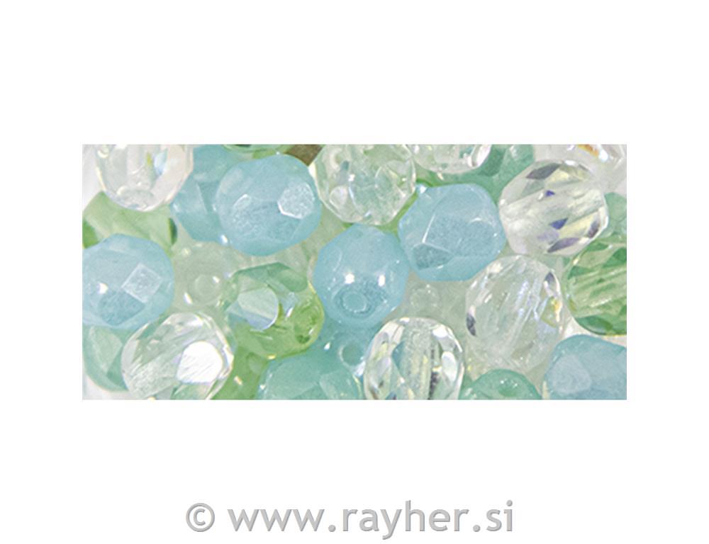 Steklene perle, brušene, 6mm, sea aqua, 50 kosov