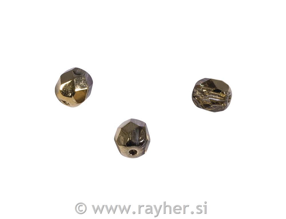 Polished glass beads, 6 mm o,, gold semi-opaque, box 50 pcs.