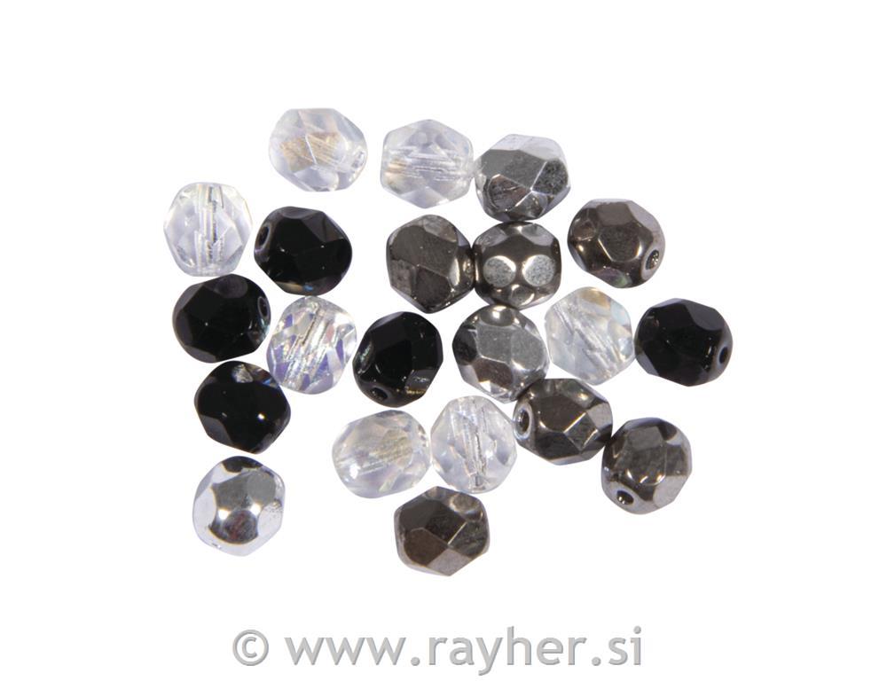 Steklene perle, brušene, 6mm, kristal, 50 kosov