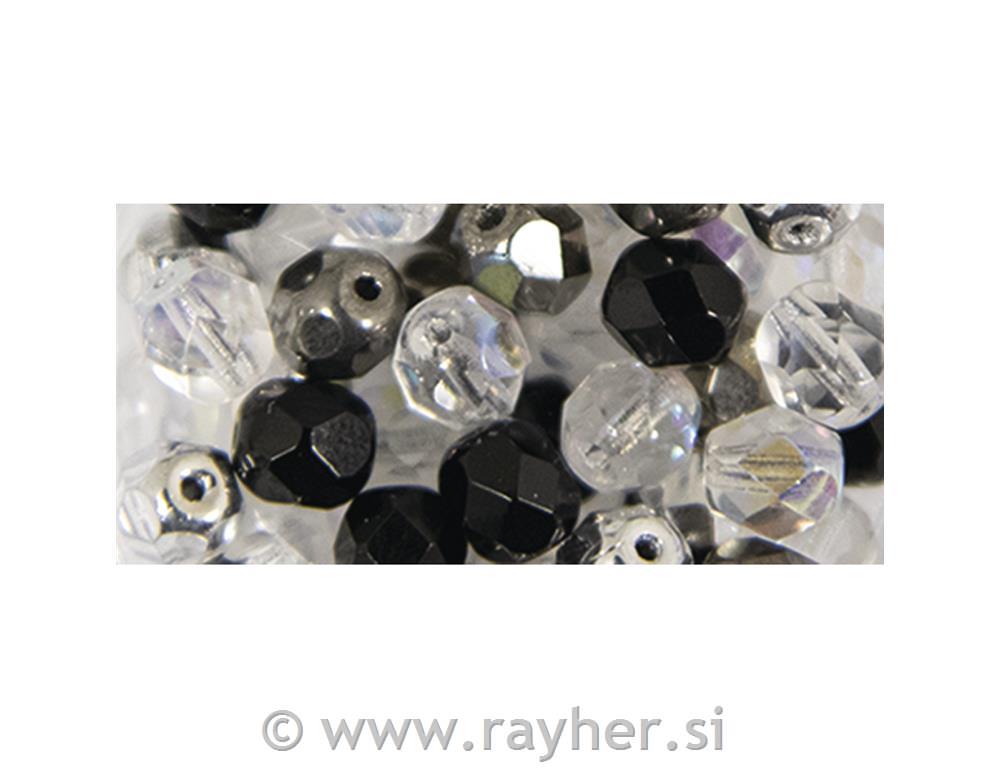 Steklene perle, brušene, 6mm, kristal, 50 kosov