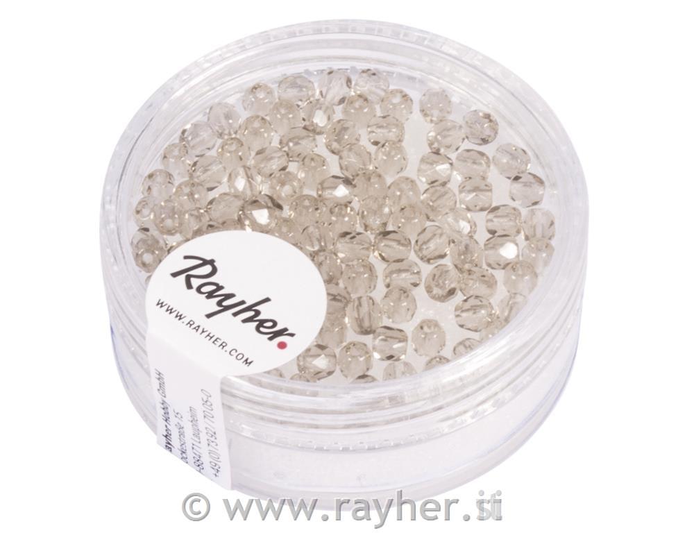 Perle steklene brušene, 3mm, rjave opak, 100 kos