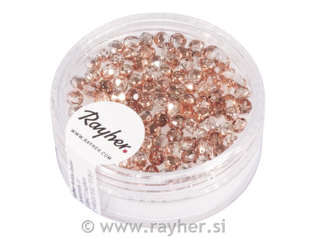 Perle steklene brušene, 3mm, bakrene opak, 100 kos