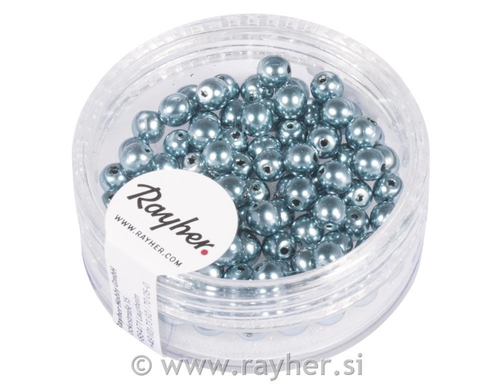 Perle steklene Renaissance, 4mm, modre, 85 kos