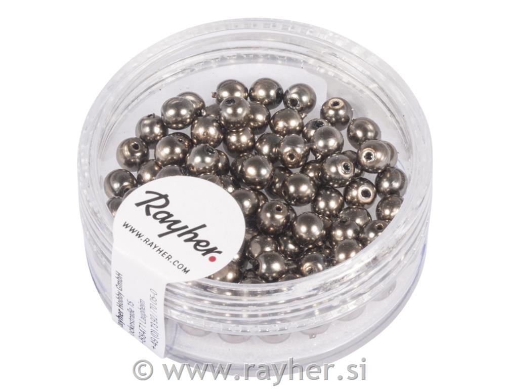 Perle steklene Renaissance, 4mm, rjave, 85 kos