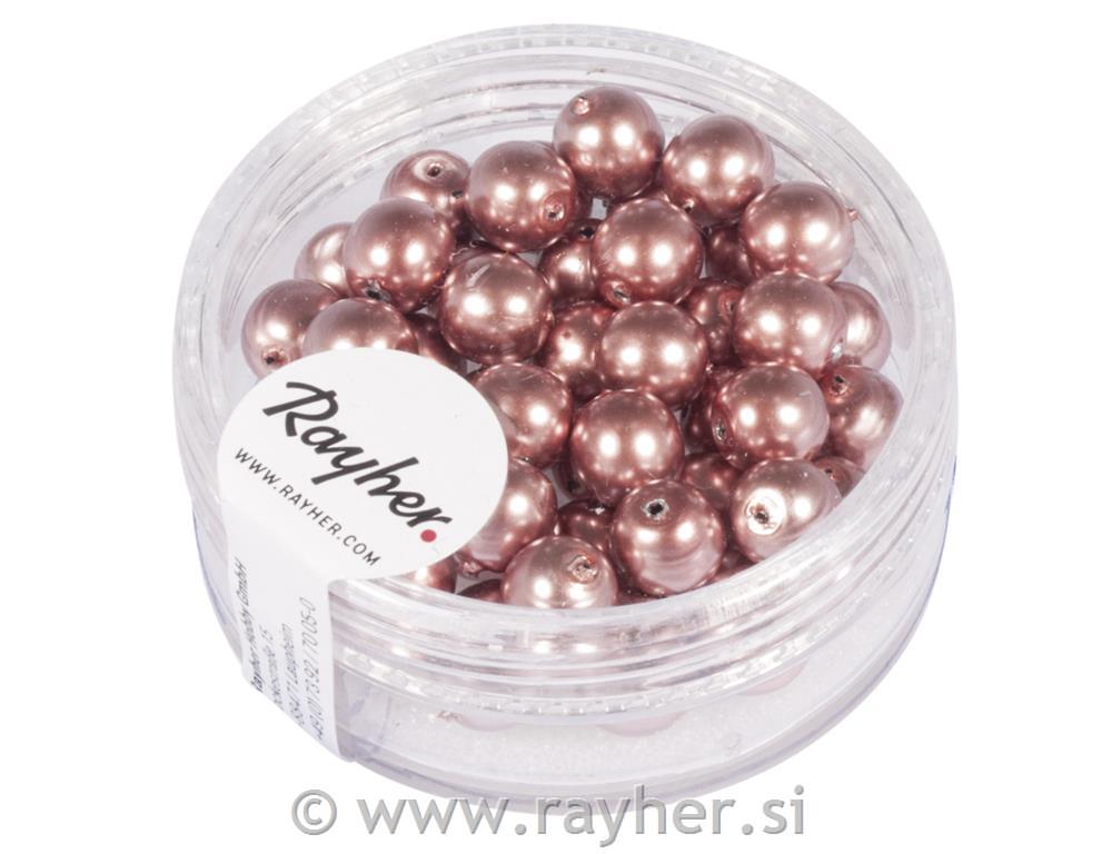 Perle steklene Renaissance, 6mm, antik pink, 45 kos